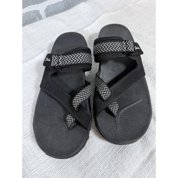 Skechers Shoes - Skechers On-the-GO 600 Radiant Black White Chevron Sandals 179145S Womens Sz 7